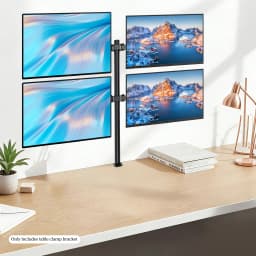 4 Monitor Stand Mount Adjustable Height Free Standing Desk Mount Fits up to 27In Each Capacity 19.8lbs for Offices