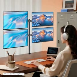 4 Monitor Stand Mount Adjustable Height Free Standing Desk Mount Fits up to 27In Each Capacity 19.8lbs for Offices