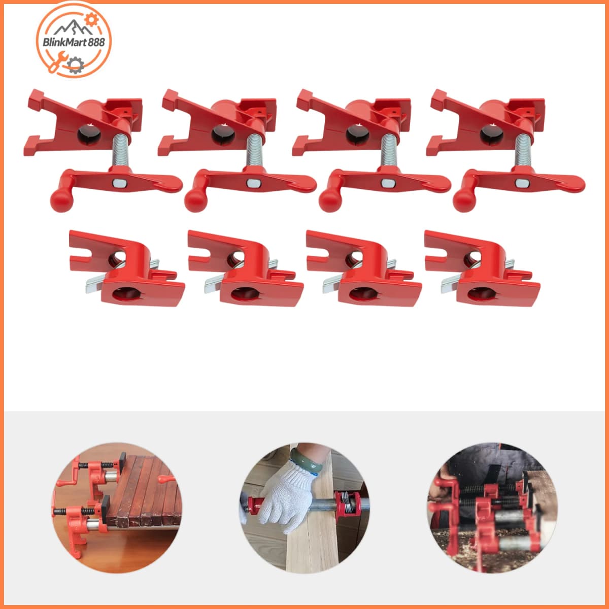 Wood Gluing Pipe Clamp| 4pcs 3/4" Woodworking Clamps Set| Heavy Duty Cast Iron Quick Release Bar Clamps