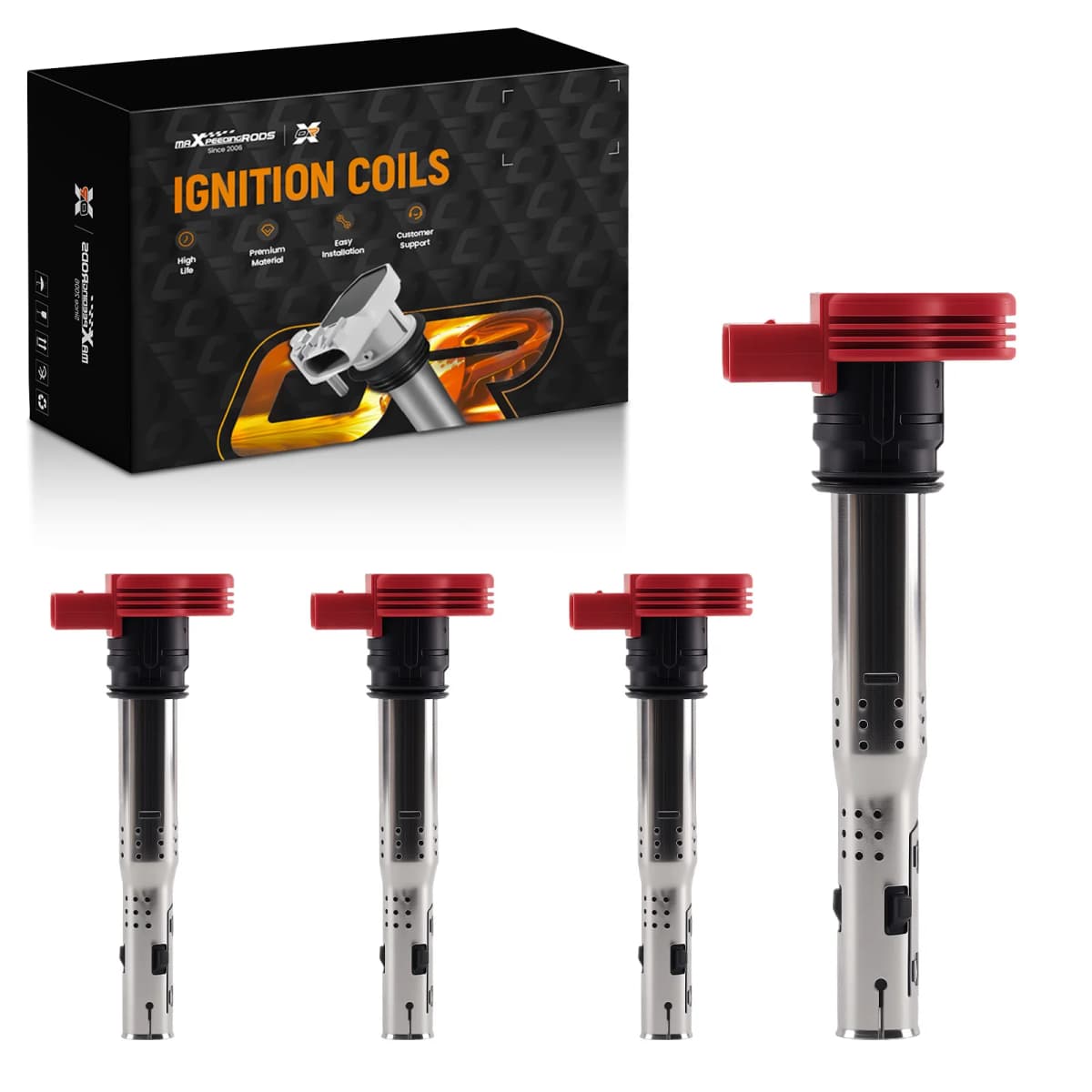 Set of 4 Ignition Coils Pack For Audi Q5 3.0 3.2 V6 2009-2013 06E905115E 4Pins