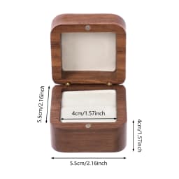 5PCS Natural Walnut Wood Ring Box Magnetic Closure Jewelry Gift Box Flannelette Lined Proposal Case for Wedding Engagement