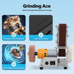 Mini Belt Sander 7 Speed Adjustable 4000-9000rpm Small Sander Polishing Machine Compact for DIY Woodworking Metal Grinding