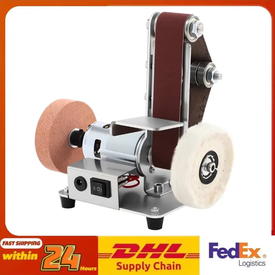 Mini Belt Sander 7 Speed Adjustable 4000-9000rpm Small Sander Polishing Machine Compact for DIY Woodworking Metal Grinding