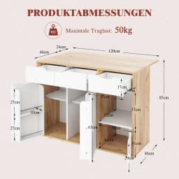 Kitchen Island with Cabinet Doors and Open Compartments Service Trolley with 360° Wheels and Drawers for Easy Mobility