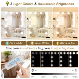 Teousev Modern Vanity Dressing Table Set with LED Lights 3 Color Dimmable 5 Drawers Mirror & Stool Easy Assembly Bedroom Sets