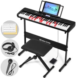 MUSTAR 61 Keys Digital E-Piano Portable Musical Instrument with Recording Function & Learning Modes-Ideal gift for Beginners