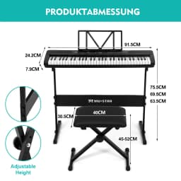 MUSTAR 61 Keys Digital E-Piano Portable Musical Instrument with Recording Function & Learning Modes-Ideal gift for Beginners