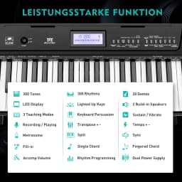 MUSTAR 61 Keys Digital E-Piano Portable Musical Instrument with Recording Function & Learning Modes-Ideal gift for Beginners