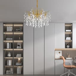 Golden Crystal Chandelier Lighting Fixture For Living Room Ceiling 9 Light E12 Bulbs Adjustable Chain Modern Home Decor