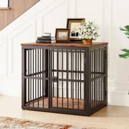 Modular Dog Crate Furniture Pet Cage with Waterproof Tabletop 2-in-1 Side/Night Table Combinable Stackable for Multiple Dogs