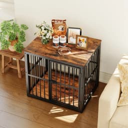 Modular Dog Crate Furniture Pet Cage with Waterproof Tabletop 2-in-1 Side/Night Table Combinable Stackable for Multiple Dogs