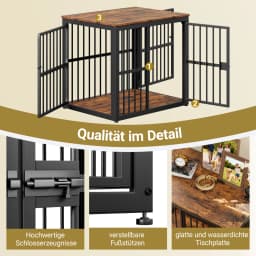 Modular Dog Crate Furniture Pet Cage with Waterproof Tabletop 2-in-1 Side/Night Table Combinable Stackable for Multiple Dogs