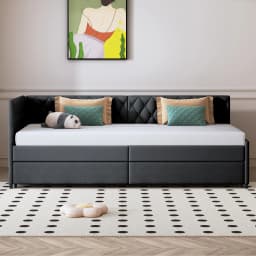 Comanlai Living Room Sofa Pull-Out Upholstered Sofa Bed Frame with Slatted Frame 90x200cm Velvet