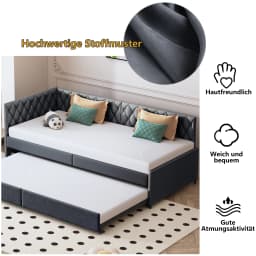 Comanlai Living Room Sofa Pull-Out Upholstered Sofa Bed Frame with Slatted Frame 90x200cm Velvet