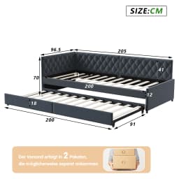 Comanlai Living Room Sofa Pull-Out Upholstered Sofa Bed Frame with Slatted Frame 90x200cm Velvet