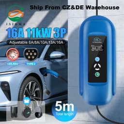 ISIGMA 16A 11kw Type2 IEC-62169 CEE RED Car Charger Portable EV Charger with 5M Cable for EU Electric Hybrid Vehicles
