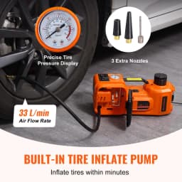 5 Ton Electric Car Jack Hydraulic Jack W/Electric Impact Wrench Built-in Inflatable Pump LED Light For SUV Sedan Truck Repair