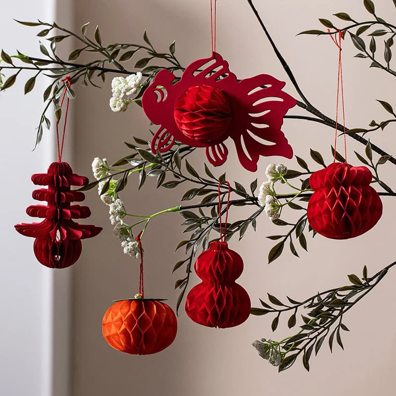 Chinese New Year Decorations 2026 Honeycomb Hanging Ornament Spring Festival Wedding Decoration Lunar New Year tet Decorations