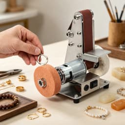 Mini Belt Sander 7-gear Speed Electric Bench Grinder Sanding Machine, 304 Stainless Steel Table Top Grinder Polisher