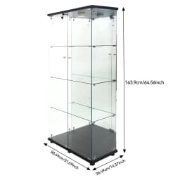 4-layer glass glass cabinet, glass cabinet with LED living room, modern glass Collection cabinet, glass cabinet, with mirror rear panel