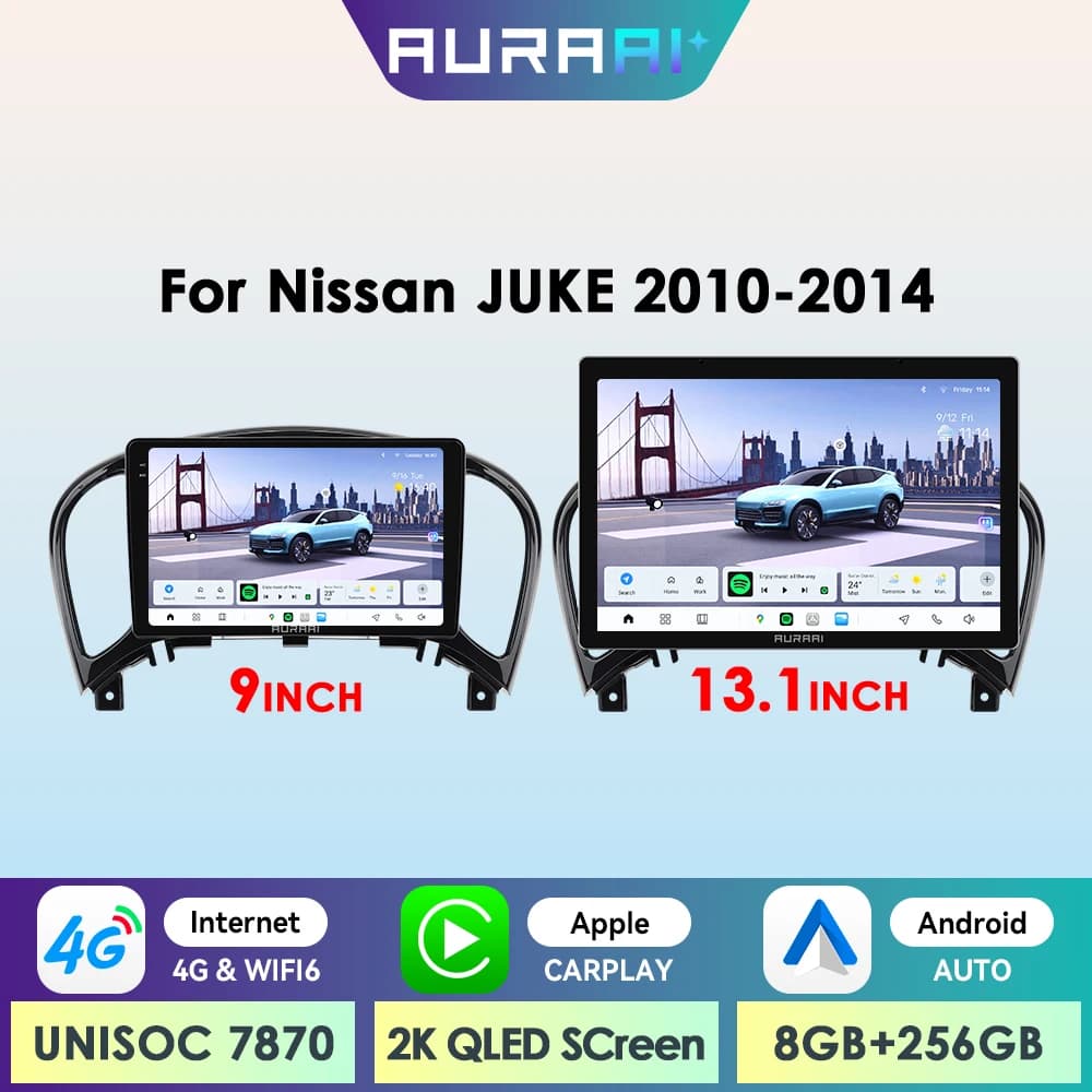 AURAAI X100 Android Car Intelligent Screen for Nissan JUKE 2010 - 2014 GPS RDS DSP 4G BT Auto CarPlay AI Voice Control UNIS7870