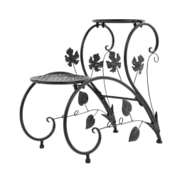 2-Pack Metal Flower Stand - Vintage Black/White Plant Shelf for Balcony/Garden/Living Room