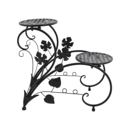 2-Pack Metal Flower Stand - Vintage Black/White Plant Shelf for Balcony/Garden/Living Room
