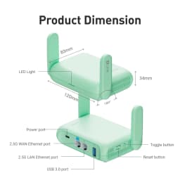 GL.iNet GL-MT3600BE Beryl 7 Dual-Band Wi‑Fi 7 Travel Router, Wireless Portable Wi‑Fi Travel Router, Dual 2.5G Ports, USB 3.0, WireGuard VPN 1100 Mbps, OpenWrt, WPA3, AdGuard Home, Network Privacy Protection