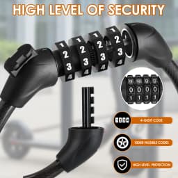 Electric Scooter Lock, Bike Lock, Cable Lock with 4-Digit Combination, Double Cable Locks Anti-Theft 125cm for Electric Scooter