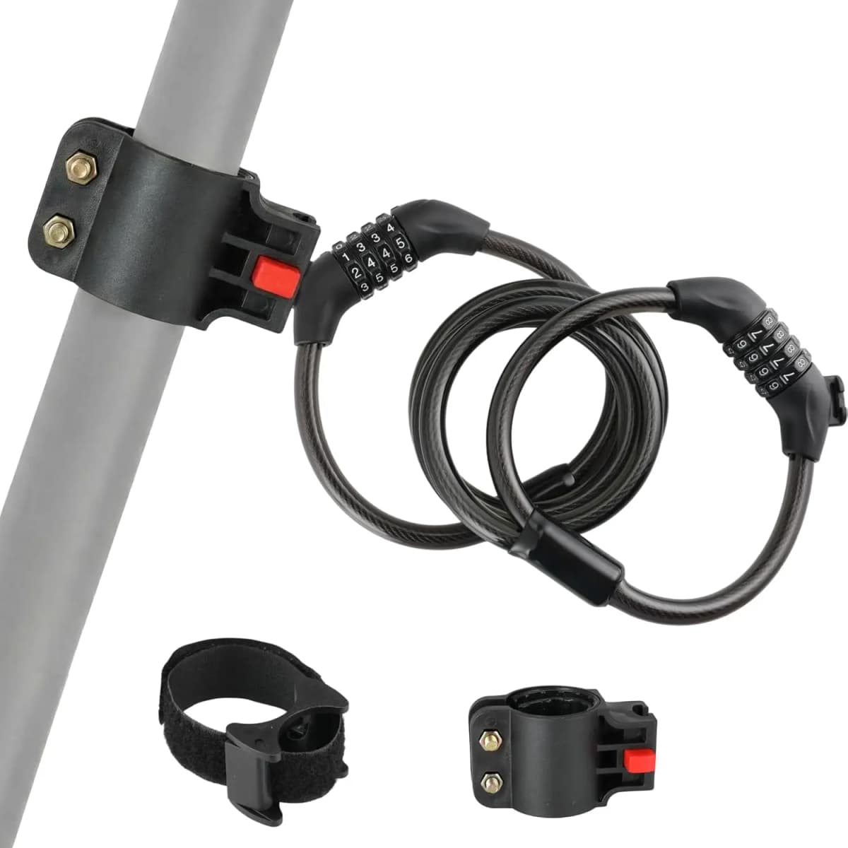Electric Scooter Lock, Bike Lock, Cable Lock with 4-Digit Combination, Double Cable Locks Anti-Theft 125cm for Electric Scooter