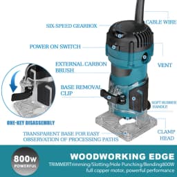 800W Electric Trimming Machine 6 Speed 34000rpm Woodworking Milling Engraving Hand Wood Edge Router Trimmer Home DIY Power Tools