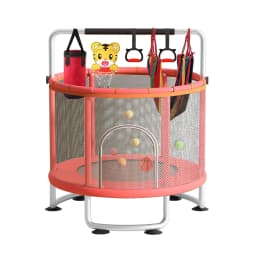 60 inch fitness trampoline, thick and encrypted safety net, adjustable gymnastics pole, maximum weight capacity of 440 pounds