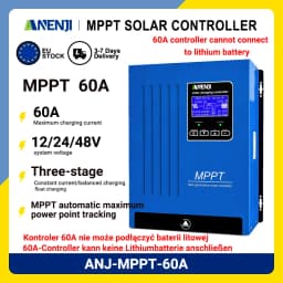 ANENJI 60A/80A/100A MPPT Solar Charging Controller 12V/24V/48V Battery Charger Automatic Maximum Power Tracking Solar Regulator