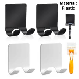 Punch-free Adhesive Razor Holder Wall Mounted Bathroom For Shower Hook Rack Gillette Shaver Shaving Holder Black Plastic Hook