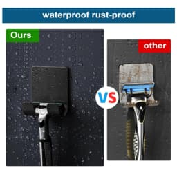 Punch-free Adhesive Razor Holder Wall Mounted Bathroom For Shower Hook Rack Gillette Shaver Shaving Holder Black Plastic Hook