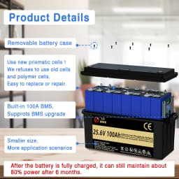 SJY LiFePO4 12V 24V 48V 100Ah 300Ah lithium iron phosphate battery, Rechargeable battery for boats/campers/vans/solar systems
