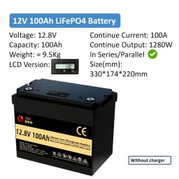 SJY LiFePO4 12V 24V 48V 100Ah 300Ah lithium iron phosphate battery, Rechargeable battery for boats/campers/vans/solar systems