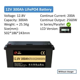 SJY LiFePO4 12V 24V 48V 100Ah 300Ah lithium iron phosphate battery, Rechargeable battery for boats/campers/vans/solar systems