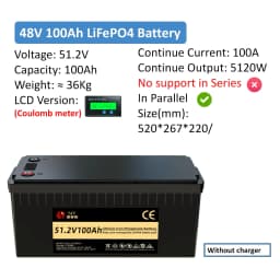 SJY LiFePO4 12V 24V 48V 100Ah 300Ah lithium iron phosphate battery, Rechargeable battery for boats/campers/vans/solar systems