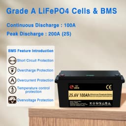 SJY LiFePO4 12V 24V 48V 100Ah 300Ah lithium iron phosphate battery, Rechargeable battery for boats/campers/vans/solar systems