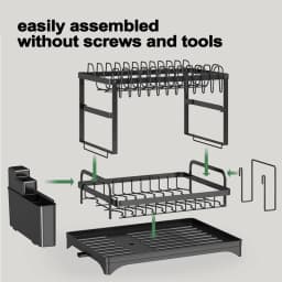 Double-layer Dish Drain Rack Kitchen Countertop Drainer Space Saving Storage Organizer Cups,Bowls,Cutting Boards for 2–3 People