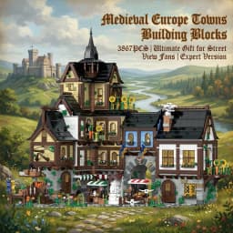 3867PCS Medieval Europe Town Building Blocks Set Architecture Street View Model Bricks DIY Assembly Toys for Adults Kids Gifts