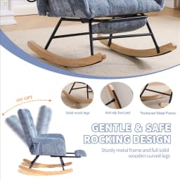 Soft Chenille Upholstered Glider Rocking Chair Scandinavian Style Recliner Armchair for Living Room Bedroom Comfort