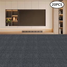 20Pcs Square Carpet Tiles, Self-Adhesive Peel and Stick Carpet Tiles, 40 x 40 cm, Carpet Tiles for Commercial & Home (Dark Grey)