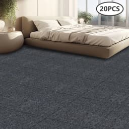 20Pcs Square Carpet Tiles, Self-Adhesive Peel and Stick Carpet Tiles, 40 x 40 cm, Carpet Tiles for Commercial & Home (Dark Grey)