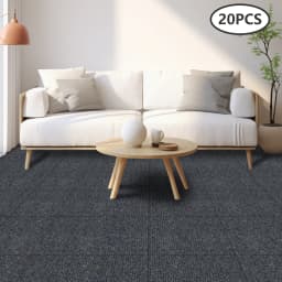 20Pcs Square Carpet Tiles, Self-Adhesive Peel and Stick Carpet Tiles, 40 x 40 cm, Carpet Tiles for Commercial & Home (Dark Grey)