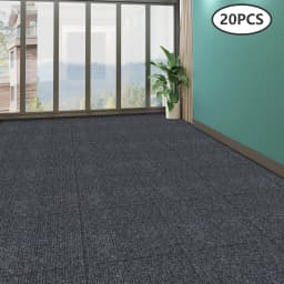 20Pcs Square Carpet Tiles, Self-Adhesive Peel and Stick Carpet Tiles, 40 x 40 cm, Carpet Tiles for Commercial & Home (Dark Grey)