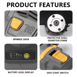 1000W 125MM Brushless Electric Angle GrinderCutting Machine Woodworking Power Tool For Makita 18V Battery #20