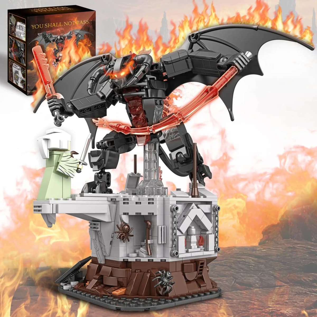 988PCS The King of The Magic Rings Devil Building Set Dark Lord Monsters Vs Gandalf Sence Model Toy Gift for Adult Kids