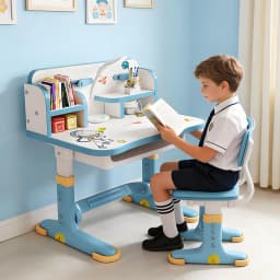 Widened Multi Separation Cartoon Pattern Desk Chair Set Kids Adjustable Height Study Table with Drawer Chair Set Study desk set